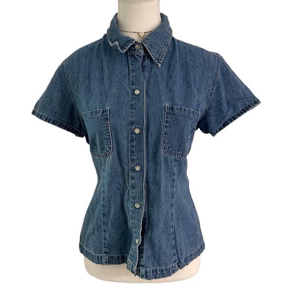 GAP Blue Jeans Vintage 100% Cotton Perfect Staple Piece Denim Top Size L - Picture 6 of 7